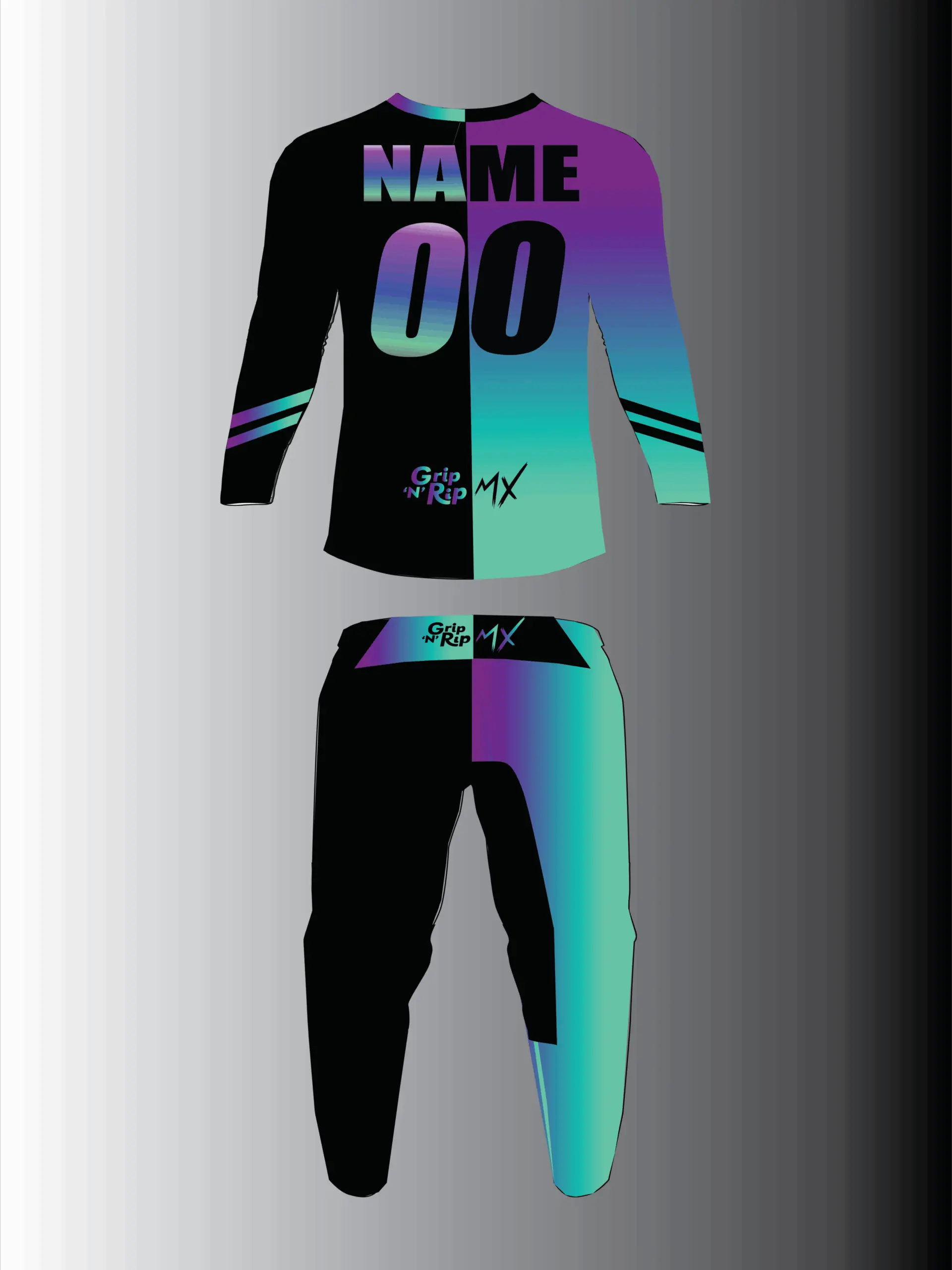 Grip N Rip Split Motocross Gear - Northern Lights - Back