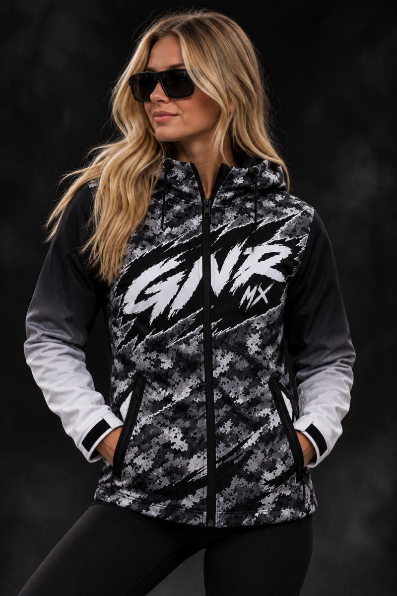 2027 Static Camo Black/White Soft Shell Jacket (Custom)