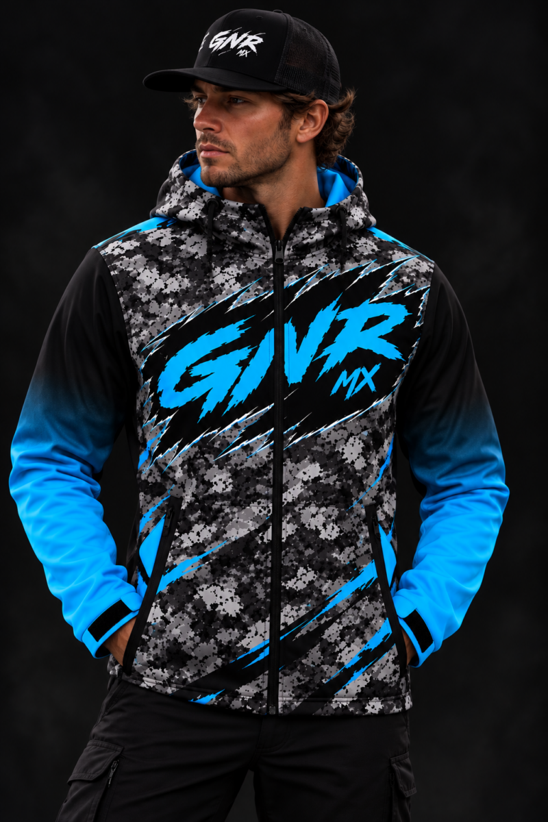 2027 Static Camo Blue Soft Shell Jacket (Custom)